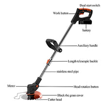 Electric Lawn Mower U-Shaped Handle Small Portable Telescopic Battery Powered Rotary Lawn Mower with Metal Blades Powerful and Lightweight 1800W Garde (15000ma 1 Battery) (15000ma 2 Battery)