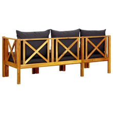 KUPTYERFG Extendable 3-Seater Patio Bench Daybed Solid Acacia Wood