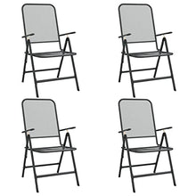 HKLGBVCR Folding Patio Chairs 4 Pcs, Iron Frame Outdoor Chairs with 7-Position Reclining Backrest, Expanded Metal Mesh Anthracite, Foldable Seating for Outdoor Space