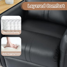 GDFStudio 270° Power Swivel Rocker Recliner Chair with USB & Type-C Ports, PU Leather Electric Glider Recliner, Upholstered Reclining Armchair with Side Pockets for Living Room, Bedroom, Black
