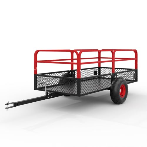GarveeLife ATV UTV Tow Behind Dump Trailer 1500 lbs 20 Cubic Feet, Red