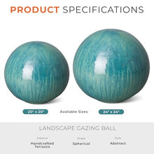 Emissary Handcrafted Ceramic Gazing Ball White Glaze Outdoor Indoor Garden Patio Landscape Yard Planter Decor (Aruba Blue, 20)