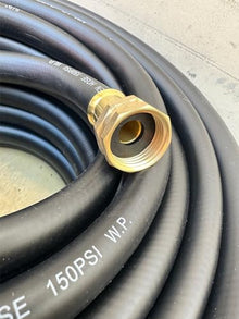 100 ft x 5/8" Hybrid Garden Hose Black Rubber Water Hose Female 3/4" Brass Fits