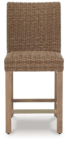 Signature Design by Ashley Walton Bridge Armless Cushioned Bar Stool Set of 2 Light Brown
