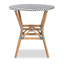 bali & pari Tavor Classic French Black and White Weaving and Natural Rattan Indoor and Outdoor Bistro Table