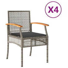 HFXHIJXQ 4-Pack Grey Brown Outdoor Dining Chairs Set 22x21x34 in PE Rattan Wicker Patio Seat with Cushions Modern Garden Balcony Lawn Seating for Patio Poolside Backyard