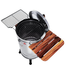 3-in-1 Stainless Steel Smoker Barrel Grill Premium – Portable Charcoal BBQ with Thermometer, 40 lbs Outdoor Cooking Smoker for Camping, Backyard & Home BBQ INGRILL