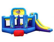 Bounceland Pop Star Inflatable Bounce House with Slide and Basketball Hoop Blue
