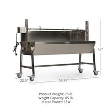Ash & Ember 13W Stainless Steel BBQ Rotisserie Grill with Windscreen, 4 RPM Rotation Speed, Rated 85 LB for Medium Game, Portable Electric Outdoor Roaster