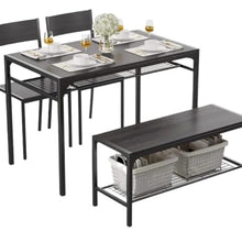 FURUIM2024M Dining Table Kitchen Table 2 Chairs for 4 Bench 4 Piece Dining Table Set for Small Space Apartment Table and Chairs Dining(Black)