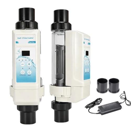 Pool Saltwater Salt Chlorine Generators, with Titanium Cell, Digital Display & Self-Cleaning Function, Chlorine Production: 8/12 / 16/20 g/H, for Swimming Pool, Spa Pool EC8(8g/H≤35m³)