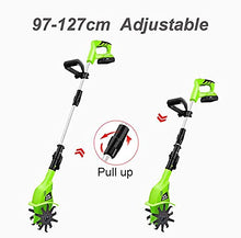 UWYTGF Garden Tiller,Tiller Rotavator Cordless, Portable Electric Hand Tiller with Rechargeable Battery and Charger, Hand Held Soil Cultivators for Gardens Vegetable Fields,97-127Cm
