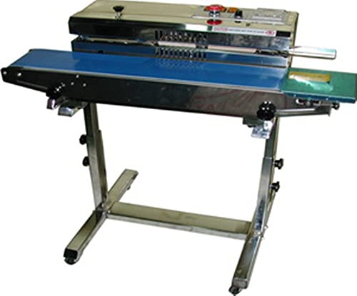 American International Electric Horizontal Conveyor Band Sealer with Stand, 20 Mil Max Seal, 1/12 HP Motor, 0-572°F Temperature, 500 Watts, 40 ft/min Speed