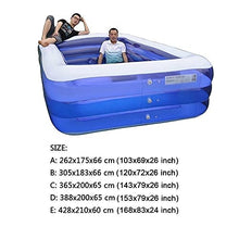 Oversize Design Swimming Pool Full-Sized Inflatable Lounge Pool Backyard Water Party Outdoor Garden Backyard Water Party (C: 365x200x65 cm)