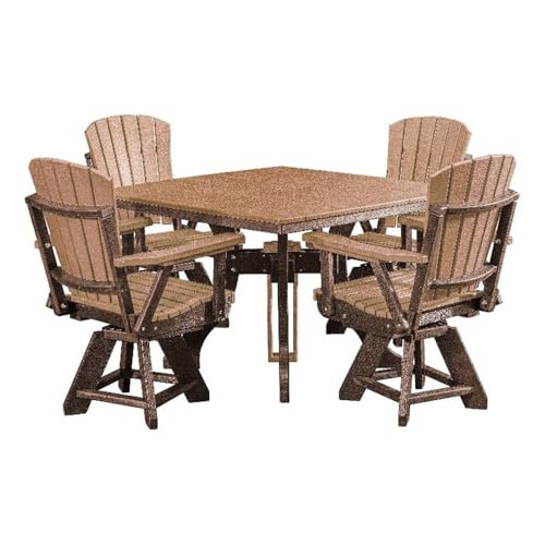 American Furniture Classics Model DS130CTB-K Five Piece Square Dining Height Dining Set in Cedar with a Tudor Brown Base, Made in The USA
