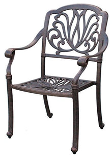 Elizabeth Outdoor Patio 7pc Set Oval Dining Table 42"x 87" Dark Bronze Cast Aluminum, Sunbrella Sesame Cushions