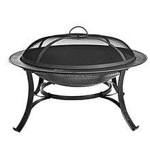 Fire Pit Patio Heater Stove Brazier Metal Outdoor Garden Firepit + Mesh Cover and Poker Outdoor Fire Pit Metal Fire Bowl BBQ Grill