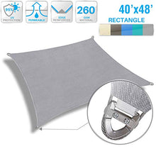 Patio Paradise 40' x 48' Shade Sail Rectangle Sun Canopy with Super A-Ring, UV Block Shade Fabric Heavy Duty Customized Patio Cover for Deck Backyard Outdoor, Commercial Grade, Light Gray