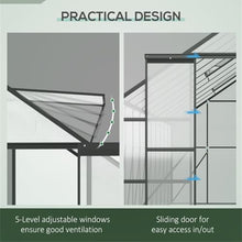 Walk-in Greenhouse, Outdoor Greenhouse with Adjustable Roof Vents, Sliding Door for Backyard, Patio, Garden