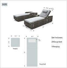 Direct Wicker 3 Pieces Aluminum Frame Outdoor Patio Chaise Lounge with Wheel PE Wicker Adjustable Chaise Lounge Chairs Chair Set for Garden