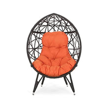 DUYHBAWRS Contemporary Design Outdoor Wicker Teardrop Chair Accent Chair with Cushion and Base 38.5 in