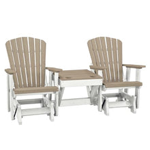 American Furniture Classics Double Glider w/Table Weatherwood and White