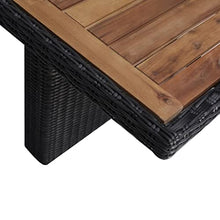 Heofavd Outdoor Dining Set Black Powder-Coated Steel Acacia Wood Table 78.7"x39.4" Large 9-Seat Rectangular Patio Furniture Set for Garden Backyard and Terrace