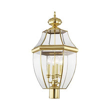 Livex Outdoor Post Light with Clear Beveled Glass Shades Polished Brass