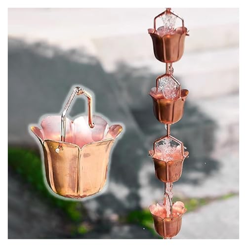 XHsghSEG rain Chain, Copper Flower Design Gutter Downspout Alternative for Garden Balcony Yard Multiple Sizes(2.4 m (7.8ft))