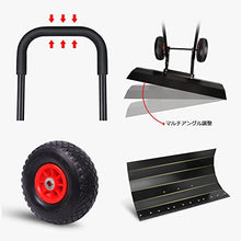 Snow Plow Shovel with Wheels Portable Snow Pusher Snow Shovel for Driveway Pusher Adjustable Height & Angle Heavy Duty Metal Rolling Snow Removal Tool for Driveway Garden Pavement(Deicing,100x42cm)