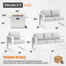 Vakollia 5-Piece Outdoor Aluminum Furniture Set with Fire Pit Table Light Grey