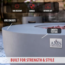 AMS 44" Round Concrete Natural Gas Fire Pit Bowl Table (Light Gray)