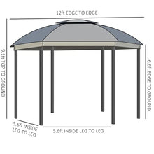 12'x12' Round Outdoor Patio Canopy with Two-Tier Roof, Mesh Sidewalls and Sturdy Steel Frame, Gray