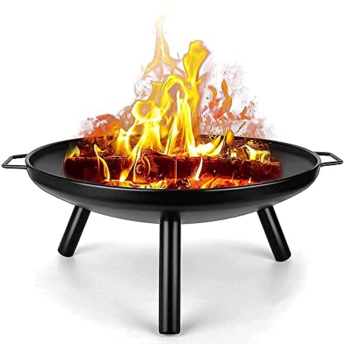 BBQ Grill Outdoor Outdoor Fire Pit, 24Inch Patio Stove Wood Burning BBQ Grill Fire Pit Bowl Round Shape Wood Burning Firepit for Camping Picnic Patio Backyard Garden Bonfire Beaches Park