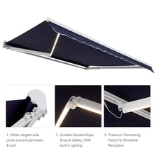 Diensweek 12'x10' Patio Awning Retractable, Fully Assembled Motorized LED Light Awnings Electric Commercial Grade - Quality 100% Dope-Dyed Acrylic Window Door Sunshade Shelter - Deck Canopy Balcony