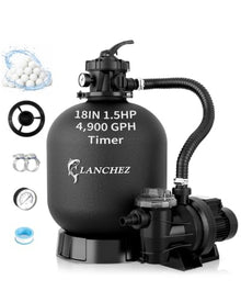 LANCHEZ Sand Filter Pump 18" 1.5HP for Above Ground Pool, 4900GPH Pool Pumps Above Ground, Pool Sand Filter with 7-Way Valve
