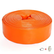 Dntum PVC Layflat Hose Fire Hose Flat Discharge Hose, 4" x 65 FT Heavy Duty Reinforced Swimming Pool Backwash Hose,Garden Lawn Irrigation Watering Hose Sump Pump dis(Orange)