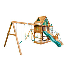 Gorilla Playsets Frontier Treehouse Wooden Swing Set Brown