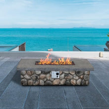 Afterglow Outdoor Propane Fire Pit Table for Patio Garden Backyard Outside Deck, Rectangle Rustic Firepit Table with Lid, Cover & Lava Rocks, 50000 BTU, CSA Certificated, 52"x27"x14"H