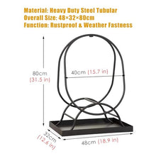 GenSDH Small Curved Log Bin Holder with Storage Box, Farmhouse Steel Firewood Log Rack for Family Room/Inside The Cabin/Camping