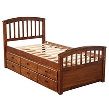 Bellemave Twin Captain's Bed Walnut +6 Drawers