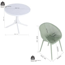 Trygoal 3-Piece Indoor/Outdoor Bistro Set, Weatherproof Patio Furniture Set with Round Slatted Table & 2 Mesh Chairs, Modern Lounge Chairs with Non-Slip Feet for Balcony, Backyard, Garden, Pale Green