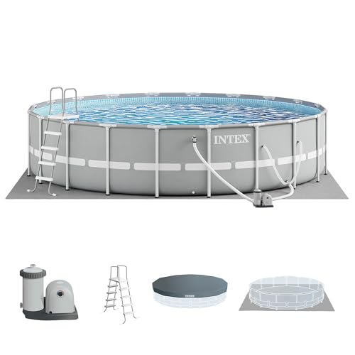 INTEX Prism Frame 20ft x 52in Round Above Ground Swimming Pool Set w/Pump