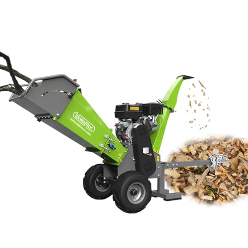 Wallemac 420cc 15HP 6-Inch Wood Chipper Shredder Mulcher E-Start Gas Powered B&S Engine EPA Certified with Towbar/Emergency Stop Button (B&S Engine, Electric Start)