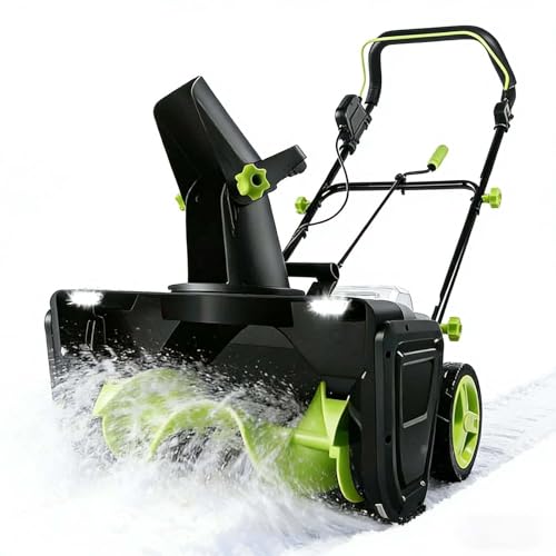EXSHUING Battery Powered Snow Thrower for Home, Cordless Snow Blower with 3500w Brushless Motor, 20-Inch (50 Cm) Wide Path, Clearing Depth 10 in (25 Cm), Ideal for Driveways and Patios