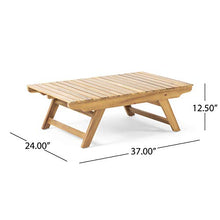 GDFStudio Outdoor Acacia Wood 4 Seater Chair Set with Side Table and Coffee Table, and White