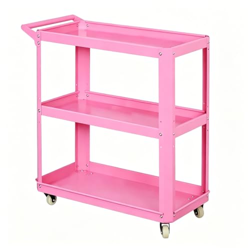 ARTUNV Metal Rolling Flower Cart With Wheels, 3-Tier Plant Display Stand