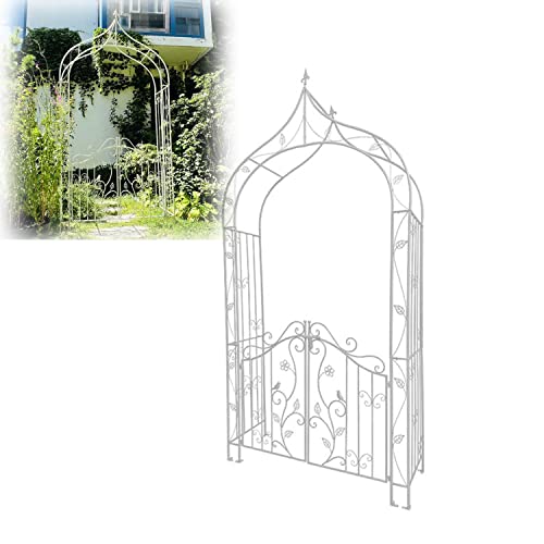 iumLeap Garden Arch 111.8" High X 56.3" Wide, Rose Arbour for Various Climbing Plant, Weather Resistant Pergola Archway Trellis, Outdoor Garden Lawn Backyard Arbor Stand with Gate