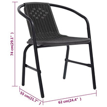 LMTYOENFG Outdoor Dining Chairs Set of 6, Stackable Patio Chairs with Black PE Rattan and Steel Frame, Modern Garden Seating for Backyard, Deck, and Porch, Assembly Required