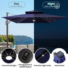 OROTLECT 11 X 9 Ft Lighted Cantilever Umbrella With Weighted Base – Effortlessly Movable by One Person